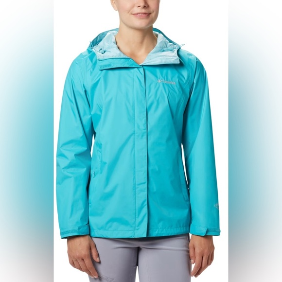 Columbia Arcadia II Rain Jacket Women’s Sz S Geyer Teal Omni Tech Waterproof New - Picture 1 of 16
